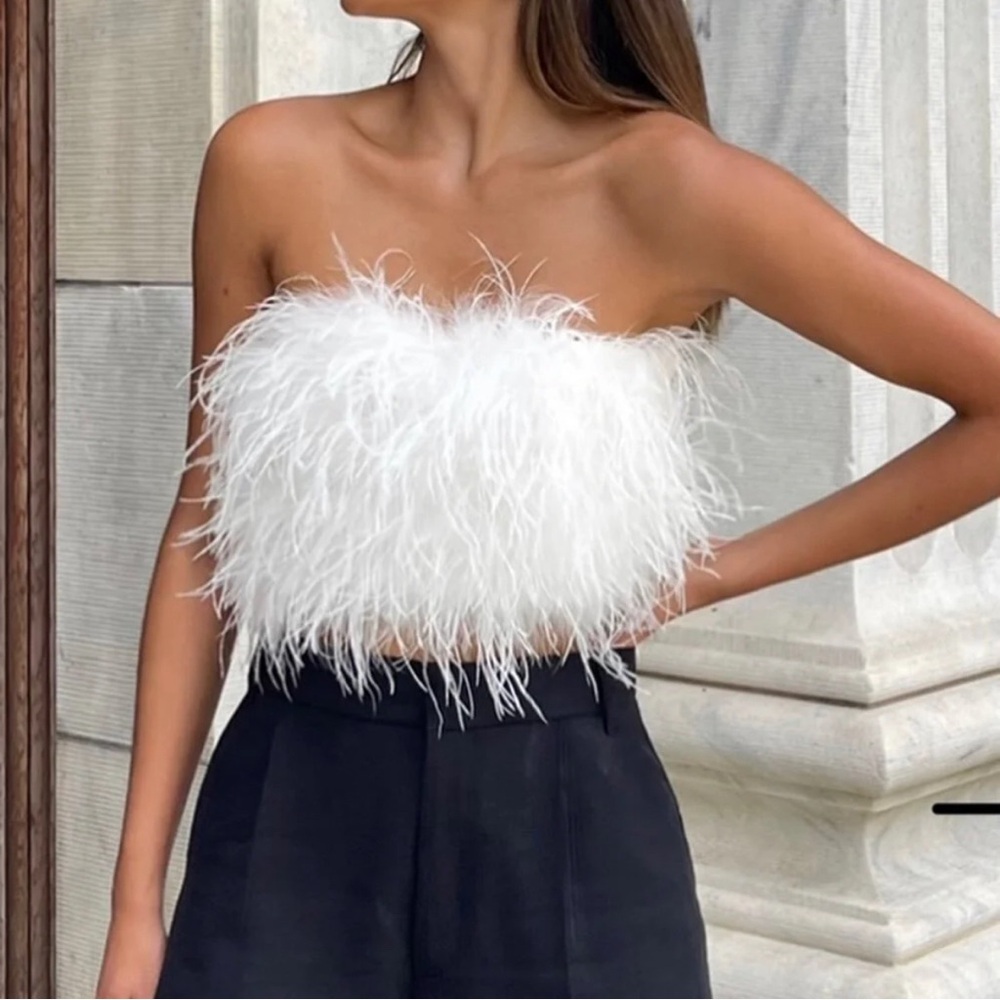 White feather corset top!